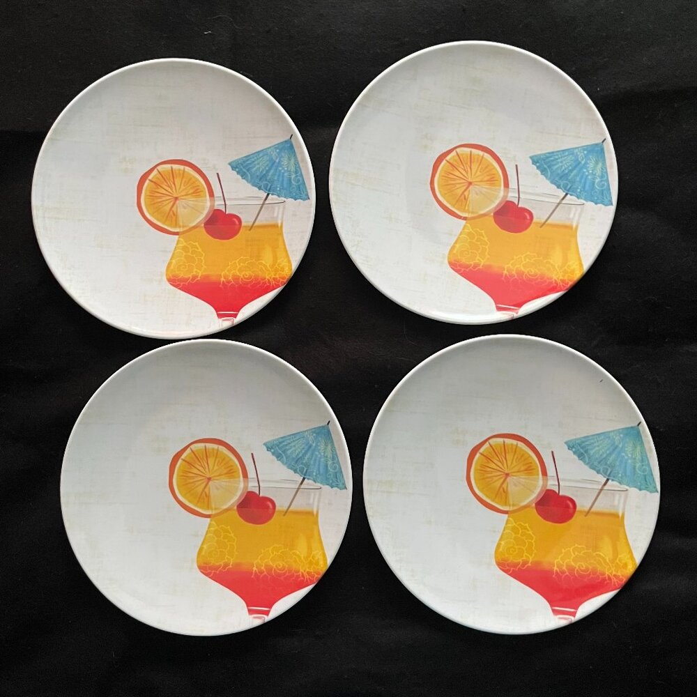 4–Tommy Bahama Melamine “Cocktail’ Dinner Dishes